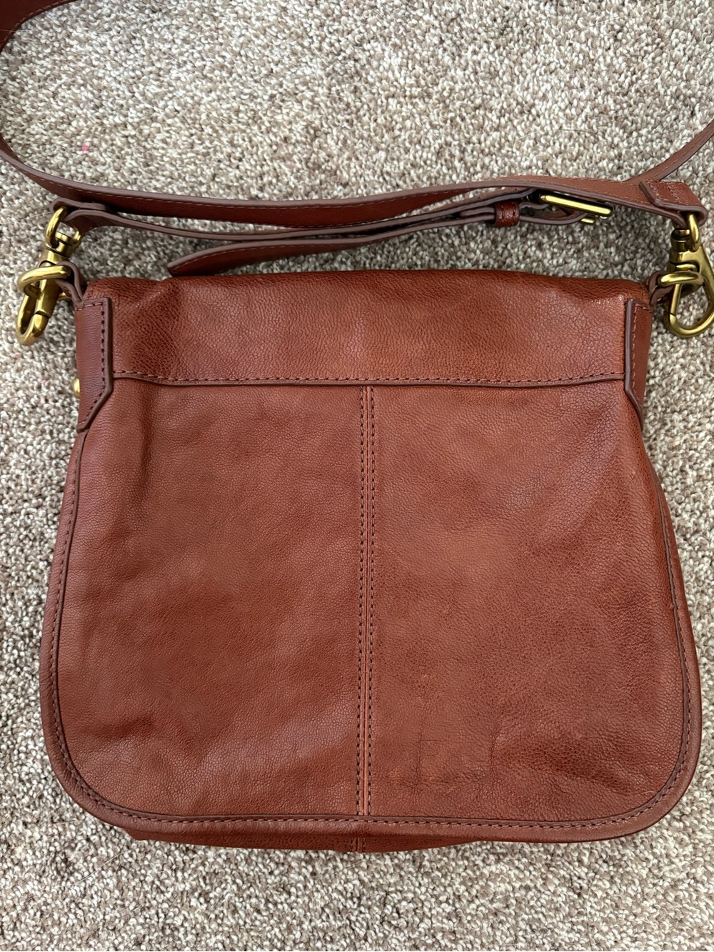 Fossil Brown Goat Hide Leather Crossbody Purse with Removeable Strap - Picture 3 of 12